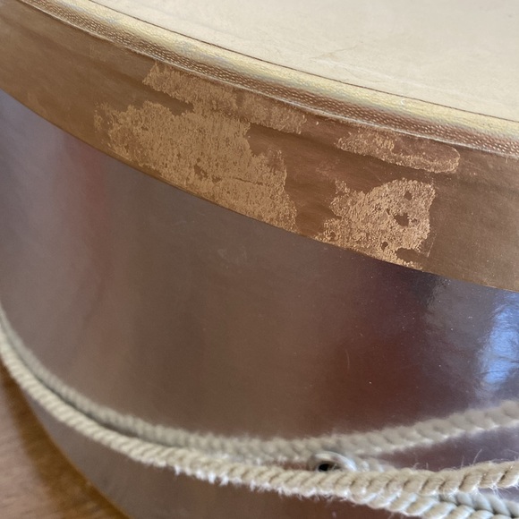 Vintage Nordstrom Silver and Gold Hatbox with Rope Handle - Picture 5 of 13